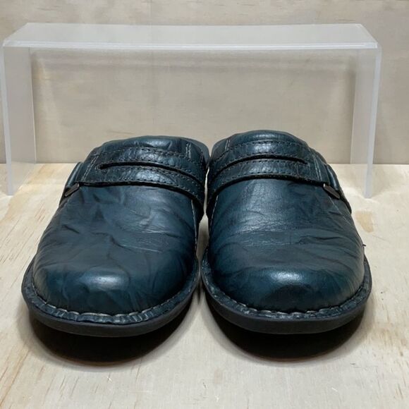 Clarks Bendables Blue Leather Slip-On Loafer Clog Women 6.5 Mule 67157 - Picture 5 of 9